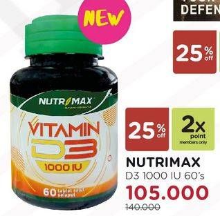 Promo Harga NUTRIMAX D3 1000 IU 60 pcs - Watsons