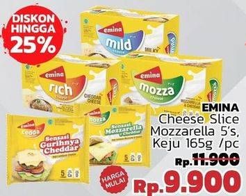 Promo Harga EMINA Cheese Slice Mozzarella 5pcs, Keju 165gr  - LotteMart