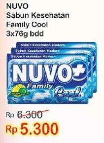 Promo Harga NUVO Family Bar Soap Cool per 3 pcs 76 gr - Indomaret