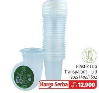 Promo Harga YAKSOK Plastic Cup Transparant + Lid  - Lotte Grosir