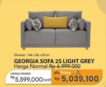 Promo Harga Trans Living Georgia Sofa 2 Seater Light Grey  - Carrefour