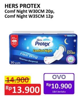 Promo Harga Hers Protex Comfort Night Wing 35cm, Wing 30cm 12 pcs - Alfamart