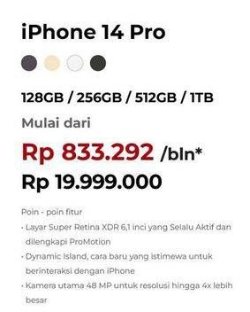 Promo Harga Apple iPhone 14 Pro 1TB, 128GB, 256GB, 512GB  - Erafone