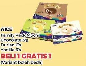 Promo Harga Aice Mochi Chocolate, Vanilla, Durian per 6 pcs 30 gr - Yogya