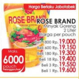 Promo Harga ROSE BRAND Minyak Goreng 2000 ml - Indomaret