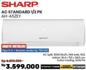 Promo Harga Sharp AH-A5ZEY | AC Standard 1/2PK  - COURTS