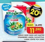 Promo Harga Bagus Hand Wash Strawberry, Lemon, Eucalyptus, Luwak Coffee 375 ml - Superindo