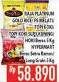 Promo Harga Raja Platinum/ Gold Rice/ FS Melati/ Topi Koki/ Topi Koki Slyp Kuning/ Hoki/ Hypermart Beras  - Hypermart