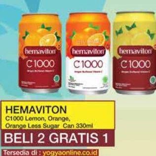 Promo Harga Hemaviton C1000 Lemon, Orange, Less Sugar 330 ml - Yogya