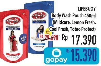 Promo Harga LIFEBUOY Body Wash Mild Care, Lemon Fresh, Cool Fresh, Total 10 450 ml - Hypermart