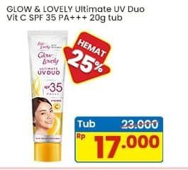Promo Harga Glow & Lovely (fair & Lovely) Ultimate UV Duo Vitamin C SPF 35 Pa+++  20 gr - Indomaret