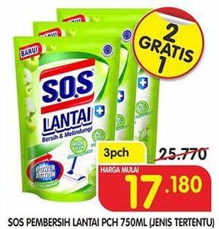 Promo Harga SOS Pembersih Lantai per 3 pouch 750 ml - Superindo