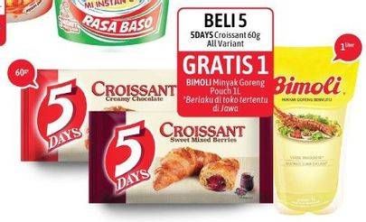 Promo Harga 5 DAYS Croissant All Variants per 5 pcs 60 gr - Alfamidi