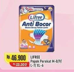Promo Harga Lifree Popok Perekat Menyerap dan Kering M8, M9, L7, XL6 6 pcs - Alfamart