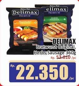 Promo Harga Delimax Premium Bratwurst Herbs, Original 360 gr - Hari Hari