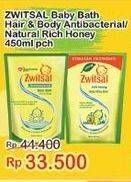 Promo Harga Zwitsal Natural Baby Bath 2 In 1 Antibacterial, Milk Honey 450 ml - Indomaret