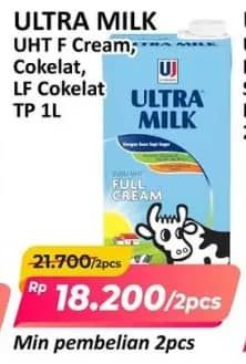 Promo Harga Ultra Milk Susu UHT Full Cream, Coklat, Low Fat Coklat 1000 ml - Alfamart