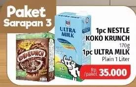 Promo Harga Paket Sarapan 3 (NESTLE KOKO KRUNCH Cereal + ULTRA MILK Susu UHT)  - Lotte Grosir