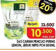 Promo Harga 365 Pencuci Piring Jeruk Nipis, Lemon 800 ml - Superindo