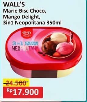 Promo Harga Walls Ice Cream Marie Chocolate, Mango Coco Delight, Neopolitana 350 ml - Alfamart