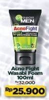 Promo Harga GARNIER MEN Acno Fight Facial Foam Anti-Bacteria Wasabi Brightening 100 ml - Alfamart