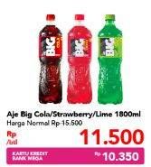 Promo Harga AJE BIG COLA Minuman Soda Cola, Strawberry, Lime 1500 ml - Carrefour