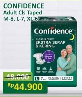 Promo Harga Confidence Adult Classic Night Ekstra Serap & Kering L7, M8, XL6 6 pcs - Alfamart