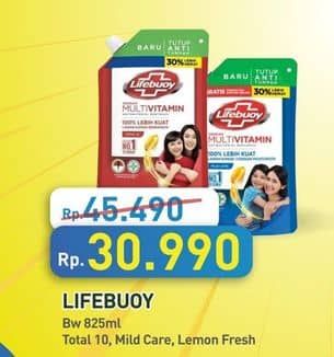 Promo Harga Lifebuoy Body Wash Total 10, Mild Care, Lemon Fresh 850 ml - Hypermart