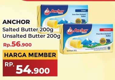 Promo Harga Anchor Butter Salted, Unsalted 200 gr - Yogya
