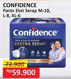 Promo Harga Confidence Adult Pants Slim & Fit Extra Absorb XL6, M10, L8 6 pcs - Alfamart