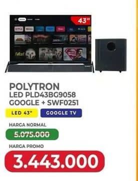 Promo Harga Polytron PLD43BG9058 Smart Cinemax Google TV 43 Inch  - Yogya