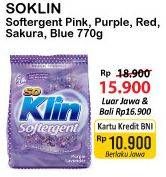 Promo Harga SO KLIN Softergent Rossy Pink, Purple Lavender, Cheerful Red, Soft Sakura, Blue Cloud Fresh Breeze 770 gr - Alfamart