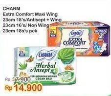 Promo Harga Charm Extra Comfort Maxi + Charm Herbal Ansept+   - Indomaret