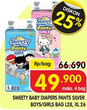 Promo Harga Sweety Silver Pants L28, XL26 26 pcs - Superindo