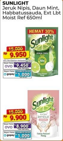 Promo Harga Sunlight Pencuci Piring Extra Lembut 650 ml - Alfamart
