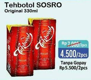 Promo Harga SOSRO Teh Botol Original per 2 pcs 330 ml - Alfamart