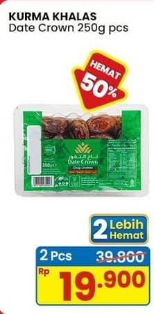 Promo Harga Date Crown Kurma Premium Khalas 250 gr - Indomaret