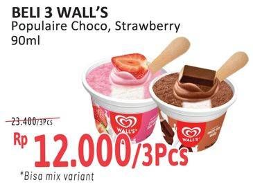 Promo Harga Walls Populaire Chocolate Vanilla, Strawberry Vanilla 90 ml - Alfamidi