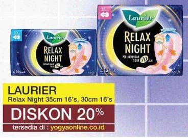 Promo Harga Laurier Relax Night 30cm, Gathers 35cm 16 pcs - Yogya