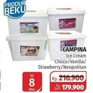 Promo Harga CAMPINA Ice Cream Chocolate, Neapolitan, Strawberry, Vanilla 8000 ml - Lotte Grosir