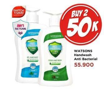Promo Harga WATSONS Anti Bacterial Cream Hand Wash per 2 botol - Watsons