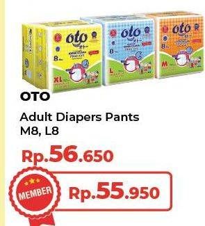 Promo Harga OTO Adult Diapers Pants L8, M8 8 pcs - Yogya