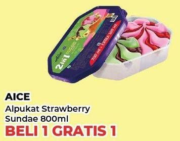 Promo Harga Aice Sundae Alpukat Strawberry 800 ml - Yogya