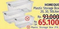 Promo Harga Homeque Plastic Storage Box 20 ltr - LotteMart