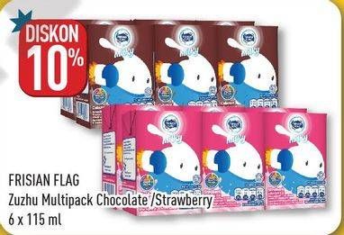 Promo Harga FRISIAN FLAG Susu UHT Milky Chocolate, Strawberry per 6 pcs 115 ml - Hypermart