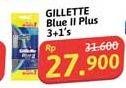 Promo Harga Gillette Blue II Plus 4 pcs - Alfamidi