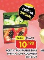 Promo Harga Fortis Transparent Soap Cucumber, Papaya 85 gr - Superindo