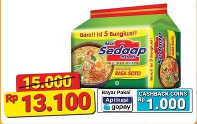 Promo Harga Sedaap Mie Kuah Soto per 5 pcs 75 gr - Alfamart