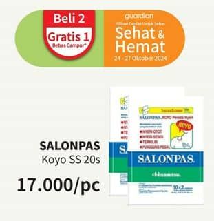 Promo Harga Salonpas Koyo Pereda Nyeri 20 pcs - Guardian