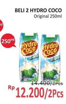 Promo Harga HYDRO COCO Minuman Kelapa Original per 2 box 250 ml - Alfamidi